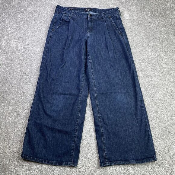 NYDJ Denim - NYDJ Teresa Jeans Women's 4 Petite Wide Leg Crop High Rise Pleated Stretch